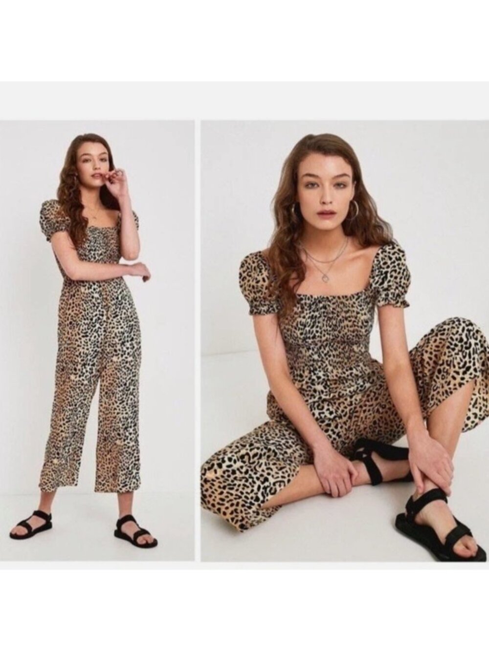 Faithful The Brand Della Leopard Print Jumpsuit Size 4